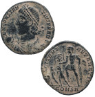 327 a 361 D.C. Constancio II (327 a 361). Constantinopla. ½ Maiorina. Ae. 3,82 g. DN CONSTANTIVS PF AVG; Busto con diadema de perlas, drapeado y acora...
