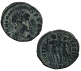 395- 423 d.C. Honorio. Antioquía. AE3. Ae. 3,49 g. D N HONORI-VS PF AVG; Busto con diadema de perlas del emperador, hacia la derecha /VIRTVS EXERCITI;...