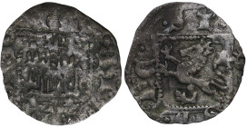 Enrique II (1369-1379). Santiago. Dinero. Ve. 0,47 g. 2 veneras bajo el castillo. ESCASA. BC / MBC-. Est.80.