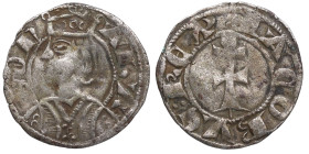 Jaime II de Aragón (1291-1327). Sariñena (Huesca). Dinero. Ve. 0,77 g. IACOBVS ⠅REX Cross MBC. Est.30.