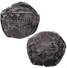 16_ _. Felipe IV (1621-1665). Potosí. 8 reales. T: Juan Ximénez de Tápia. Ag. 26,99 g.  PHILIPPVS IIII DG HISPANIARVM. P T RARA. Numeral 8 abierto. MB...