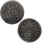 1708. Carlos III, Pretendiente (1701-1714). Barcelona. 2 reales. A&C 29. Ag. 4,18 g. CAR. MBC. Est.80.
