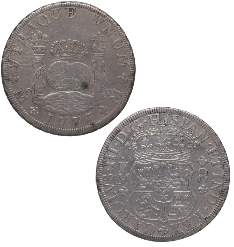 1771. Carlos III (1759-1788). México. 8 reales columnario. FM. A&C 884. Ag. 26,6...