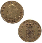 1765. Carlos III (1759-1788). Madrid. 1/2 escudo. PJ. A&C 1248. Au. 1,73 g. MBC+. Est.260.