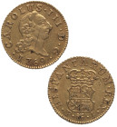 1769. Carlos III (1759-1788). Madrid. 1/2 escudo. PJ. A&C 1253. Au. 1,76 g. Marcas de ajuste en anverso. EBC-. Est.280.