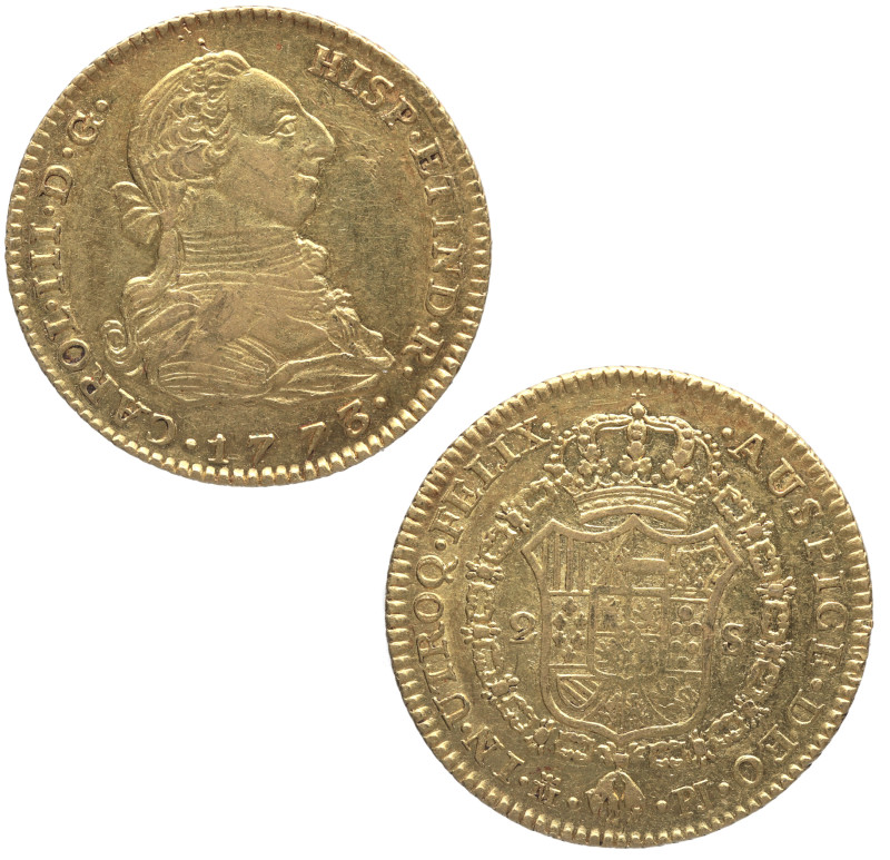 1773. Carlos III (1759-1788). Madrid. 2 escudos. PJ. A&C 1544. Au. 6,69 g. Bella...