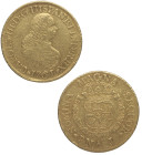 1761. Carlos III (1759-1788). Popayán. 8 escudos. J. A&C 2027. Au. 26,83 g. Marquitas. MBC+. Est.3000.