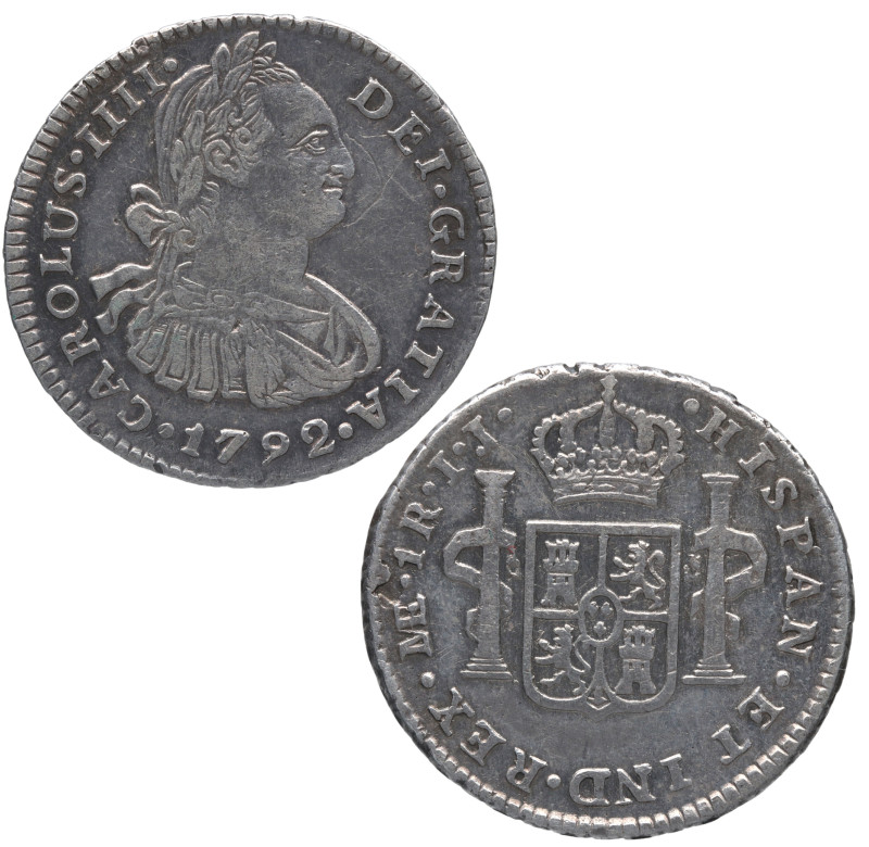 1792. Carlos IV (1788-1808). Lima. 1 real. IJ. A&C 574. Ag. 3,28 g. MBC+. Est.50...