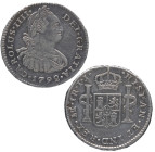 1792. Carlos IV (1788-1808). Lima. 1 real. IJ. A&C 574. Ag. 3,28 g. MBC+. Est.50.