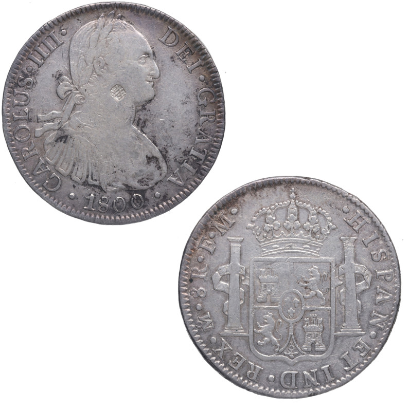 1800. Carlos IV (1788-1808). México. 8 reales. FM. A&C 965. Ag. 26,85 g. Resello...