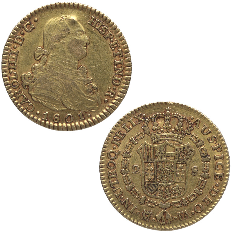 1801. Carlos IV (1788-1808). Madrid. 2 escudos. FA. A&C 1303. Au. 6,69 g. MBC+. ...