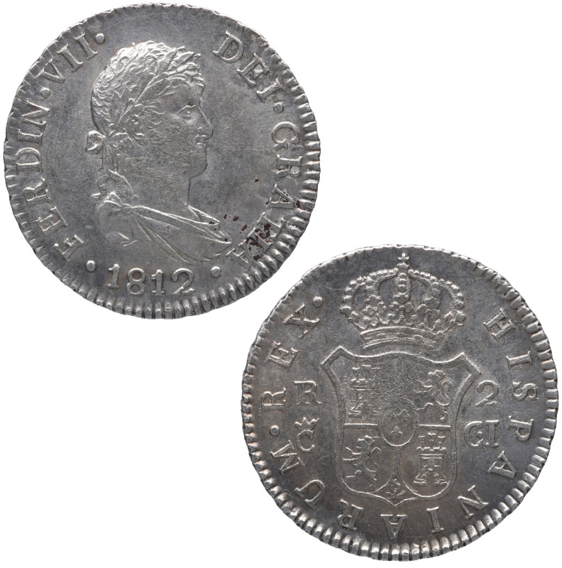 1812. Fernando VII (1808-1833). Cádiz. 2 reales. CI. A&C 727. Ag. 5,52 g. EBC- /...
