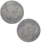 1813. Fernando VII (1808-1833). Madrid. 2 reales. IJ. A&C 824. Ag. 5,92 g. Primer busto. Buen ejemplar. ESCASA. MBC+. Est.240.