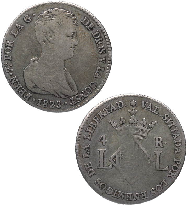 1823. Fernando VII (1808-1833). Valencia. 4 reales. Ag. MBC. Est.100.