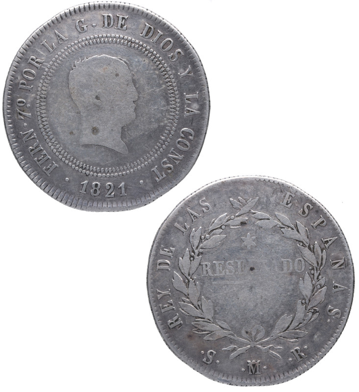 1821. Fernando VII (1808-1833). Madrid. 10 reales. SR. A&C 1021. Ag. 13,38 g. MB...