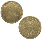 1819. Fernando VII (1808-1833). Nuevo Reino. 8 escudos. JF. A&C 1857. Au. 26,81 g. Busto Carlos III. Rayitas de cuño, y rayita enfrente del busto. MBC...