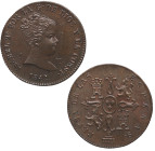 1842. Isabel II (1833-1868). Segovia. 1 maravedí. A&C 35. Cu. 1,40 g. Bella. Bonito color. EBC+. Est.110.