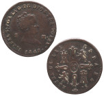 1842. Isabel II (1833-1868). Segovia. 2 maravedís. A&C 54. Cu. 2,12 g. MBC-. Est.10.