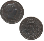 1857. Isabel II (1833-1868). Segovia. 5 céntimos de real. A&C 162. Cu. 2,01 g. MBC. Est.10.