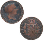 1861. Isabel II (1833-1868). Segovia. 25 céntimos de real. A&C 194. Cu. 8,71 g. BC. Est.10.