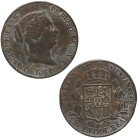 1864. Isabel II (1833-1868). Segovia. 25 céntimos de real. A&C 197. Cu. 9,42 g. MBC-. Est.10.