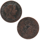 1867. Isabel II (1833-1868). Segovia. 1/2 céntimo de escudo. OM. A&C 209. Cu. 1,20 g. MBC. Est.10.