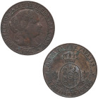 1866. Isabel II (1833-1868). Segovia. 1 céntimo de escudo. OM. A&C 224. Cu. 2,42 g. MBC. Est.10.