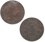 1866. Isabel II (1833-1868). Segovia. 1 céntimo de escudo. OM. A&C 224. Cu. 2,45 g. MBC-. Est.10.
