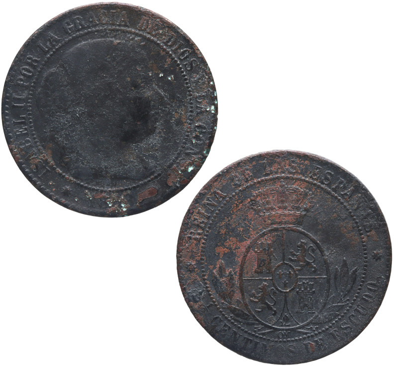 1868. Isabel II (1833-1868). Sevilla. 2,5 céntimos de escudo. 0M. A&C 243. Cu. 6...