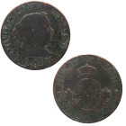 1867. Isabel II (1833-1868). 5 céntimos de escudo. OM. OM. Cu. 10,50 g. BC+. Est.10.