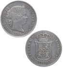 1866. Isabel II (1833-1868). Madrid. 40 céntimos de escudo. A&C 501. Ag. 5,08 g. EBC. Est.90.