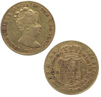 1845. Isabel II (1833-1868). Barcelona. 80 reales. PS. A&C 713. Au. 6,74 g. MBC+. Est.375.