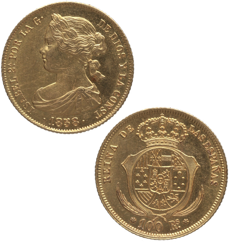 1858. Isabel II (1833-1868). Madrid. 100 reales. A&C 785. Au. 8,44 g. Bella. Bri...