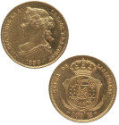 1858. Isabel II (1833-1868). Madrid. 100 reales. A&C 785. Au. 8,44 g. Bella. Brillo original. Escasa así. EBC+ / SC-. Est.550.