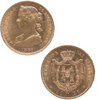 1868*73. Isabel II (1833-1868). Madrid. 10 escudos. A&C 41. Au. 8,34 g. Bella. Brillo original. Escasa así. SC-. Est.550.
