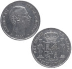 1881. Alfonso XII (1874-1885). Manila. 50 centavos de peso. A&C 114. Ag. 12,90 g. Escasa. MBC+. Est.170.