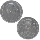 1885. Alfonso XII (1874-1885). Manila. 50 centavos de peso. A&C124. Ag. MBC+. Est.80.