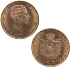 1877*77. Alfonso XII (1874-1885). Madrid. 25 pesetas. DEM. A&C 68. Au. 8,08 g. Bella. Brillo original. EBC+. Est.475.