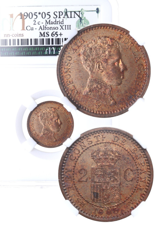 1905*05. Alfonso XII (1874-1885). 2 céntimos. A&C 11. Cu. Encapsulada por NN COI...