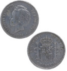 1893*93. Alfonso XIII (1886-1931). Madrid. 5 pesetas. PGV. A&C 103. Ag. 24,56 g. ESCASA. MBC. Est.400.