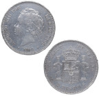 1894*94. Alfonso XIII (1886-1931). Madrid. 5 pesetas. PGV. A&C 104. Ag. 25,00 g. Marquitas. MBC. Est.130.