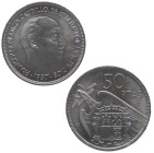 1957*70. Franco (1939-1975). 50 pesetas. A&C 139. Cu-Ni. Procedente de tira FNMT. SC. Est.75.