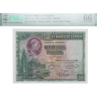 1928. II República (1931-1939). Sin serie. 500 pesetas. Cardenal Cisneros. Pick# 77a. Encapsulado por PMG en 66 EPQ. SC. Est.140.
