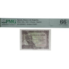 1945. Estado Español (1936-1975). Sin serie. 1 peseta. Pick#128a. Encapsulado por PMG en 66 EPQ. SC. Est.80.