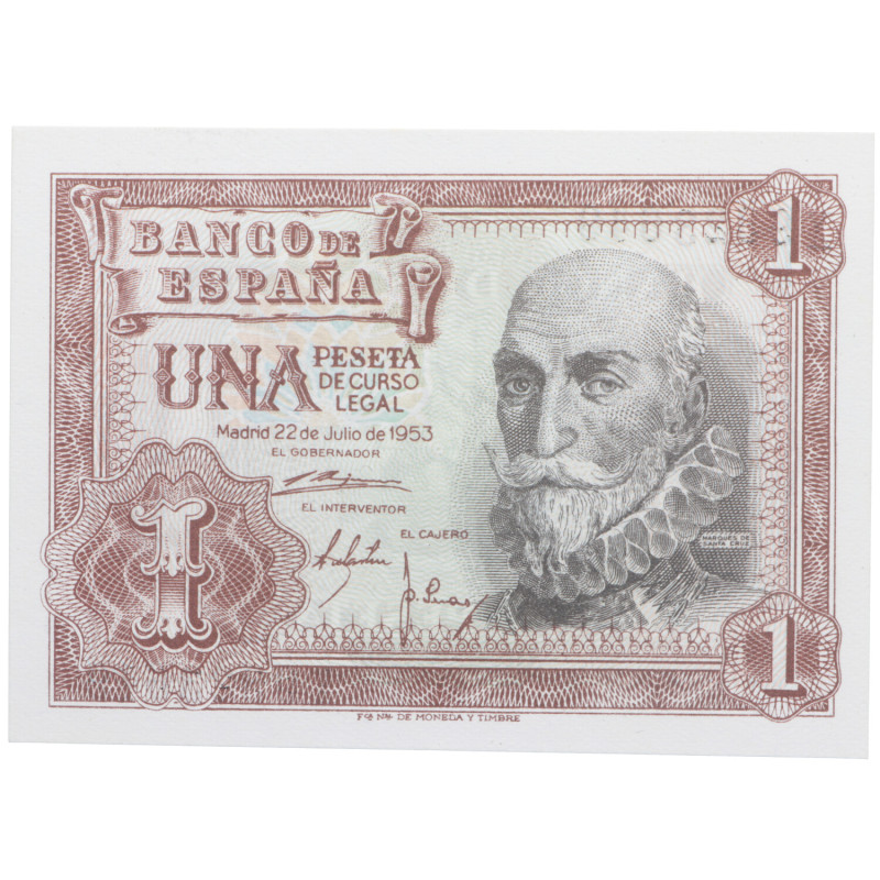1953. Estado Español (1936-1975). Serie X. 1 peseta. Pick# 144a. SC. Est.8.