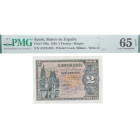 1938. Estado Español (1936-1975). Burgos. 2 pesetas. Serie A. Pick#109a. Encapsulado por PMG en 65 EPQ. SC. Est.150.