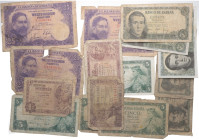 1943-1954. Estado Español (1936-1975). lote de 16 billetes de 1, 5 y 25 pesetas. Con serie . BC a MBC+. Est.20.