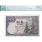 1976. Juan Carlos I (1975-2014). Sin serie. 5000 pesetas. Pick#155 . Encapsulado por PMG en 66 EPQ. SC. Est.300.