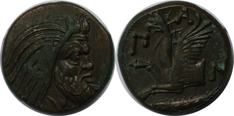 Griechische Münzen, BOSPORUS. Pantikapaion. AE 314-310 v. Crh, Kopf Pan (Satyr) ...