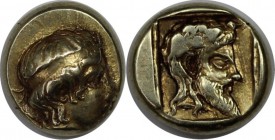 Griechische Münzen, LESBOS. Mytilene. EL Hekte (2.58g. 11mm) Circa 454-428/7 v. Chr. Vorzüglich